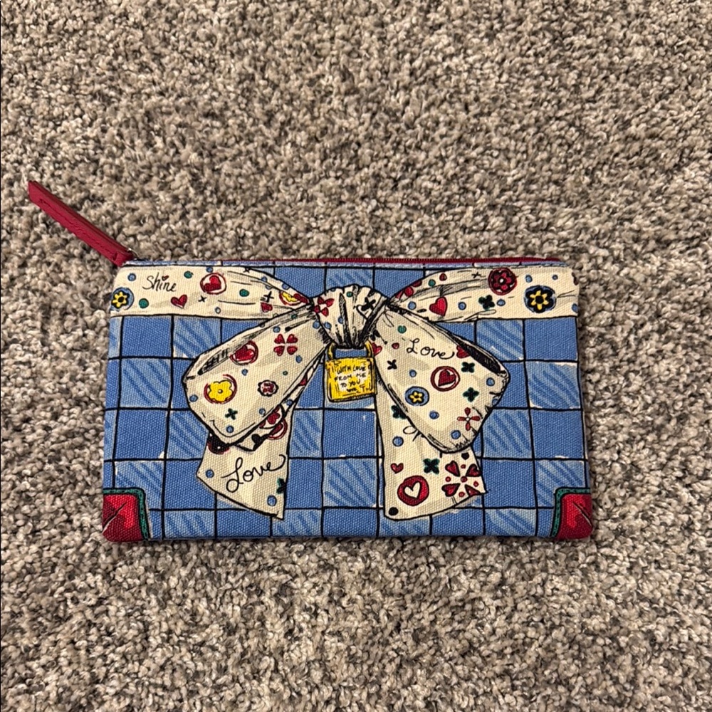 Brighton Blue and Red Cosmetic Bag with Bow Design